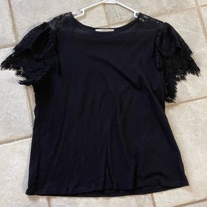 Loft flutter lace sleeve top. Size Large